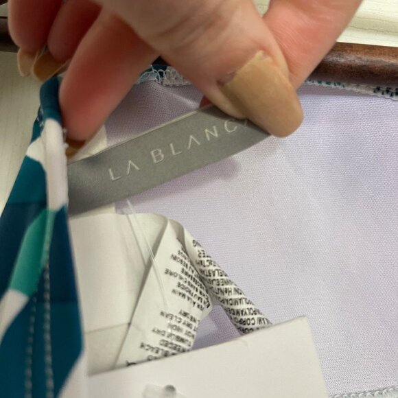 La Blanca Womens NWT Green Palm Leaf La Vista Bandini Halter Swimsuit Top Size 0 - Picture 3 of 12